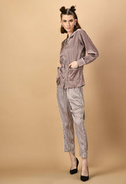 Brown lines color women's co-ord set by offmint