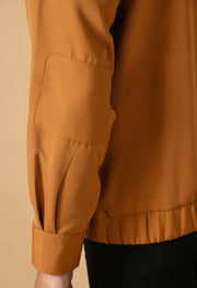 Brown plain color bomber jacket by offmint