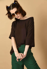 Brown plain oversized t-shirt by offmint