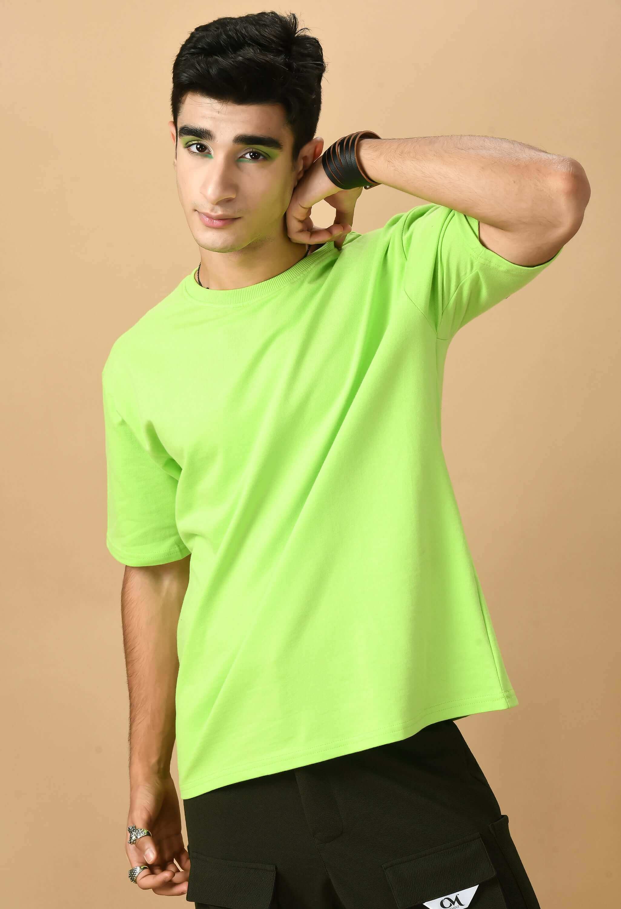 Butterfly printed green color oversized t-shirt 