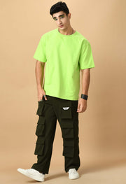 Butterfly printed green oversized t-shirt 