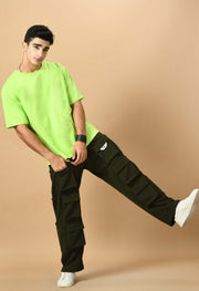 Butterfly printed green oversized t-shirt by offmint