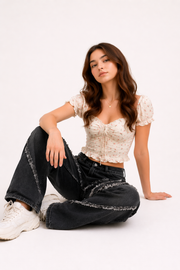 Black Riot Stitch Jeans (Womens)
