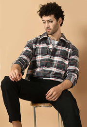 Check printed men's overshirt 