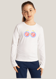 Cute Specs Printed White Full Sleeves Kids T-shirt By Offmint