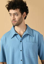 12 Pocket's Sky Blue Shirt Co-ord Set By Offmint