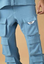 12 Pocket's Sky Blue Shirt Co-ord Set By Offmint