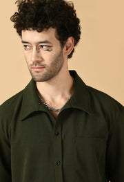 Olive Green Shirt Co-ord Set By Offmint