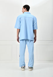 12 Pocket's Sky Blue Shirt Co-ord Set By Offmint