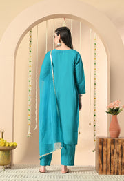 Turquoise Bloom Kurta Set