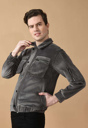 Grey Corduroy Jacket By Offmint