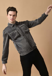 Grey Corduroy Jacket By Offmint