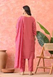 Rose Glow Embroidered Kurta Set