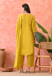 Sunlit Mustard Embroidered Kurta Set