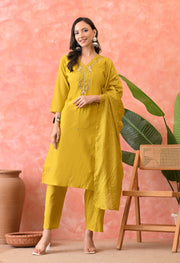 Sunlit Mustard Embroidered Kurta Set