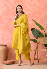 Sunlit Mustard Embroidered Kurta Set