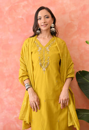 Sunlit Mustard Embroidered Kurta Set