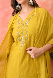 Sunlit Mustard Embroidered Kurta Set