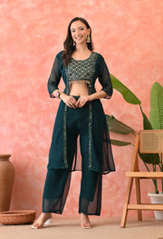 Emerald Glam Mirror-Work Co-ord Set