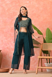 Emerald Glam Mirror-Work Co-ord Set
