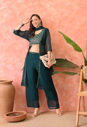 Emerald Glam Mirror-Work Co-ord Set