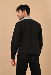 BLACK AND GREY OVERSHIRT