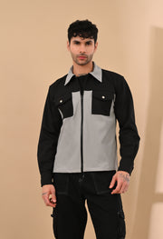 BLACK AND GREY OVERSHIRT