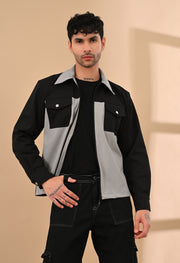 BLACK AND GREY OVERSHIRT