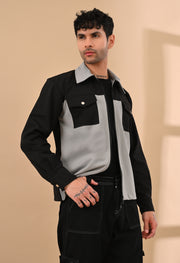 BLACK AND GREY OVERSHIRT