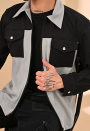 BLACK AND GREY OVERSHIRT