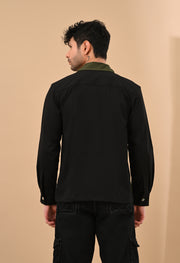 BLACK AND OLIVE OVERSHIRT