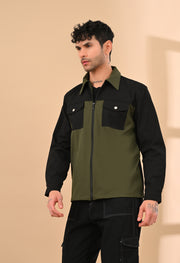 BLACK AND OLIVE OVERSHIRT