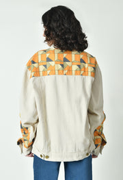 BEIGE ABSTRACT PRINTED JACKET