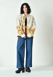 BEIGE ABSTRACT PRINTED JACKET