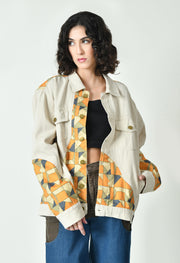 BEIGE ABSTRACT PRINTED JACKET