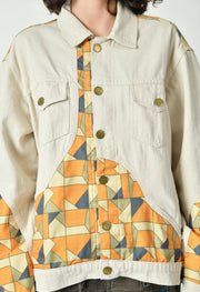 BEIGE ABSTRACT PRINTED JACKET