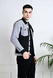 GREY AND BLACK OVERSHIRT BY OFFMINT