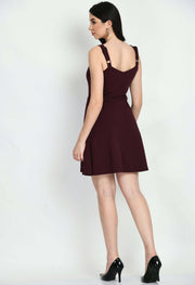 Women's Fit and Flare Wine Dress by Offmint