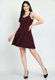 Women's Fit and Flare Wine Dress by Offmint