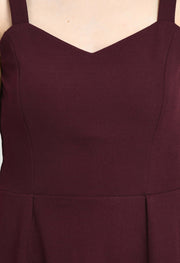 Women's Fit and Flare Wine Dress by Offmint