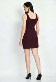 Wine self-stretched sheath dress by offmint