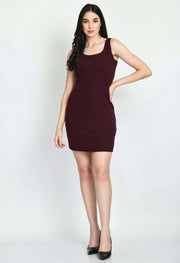 Wine self-stretched sheath dress by offmint