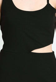 Women's Sleeveless Solid Mini Bodycon Round Neck Dress by offmint