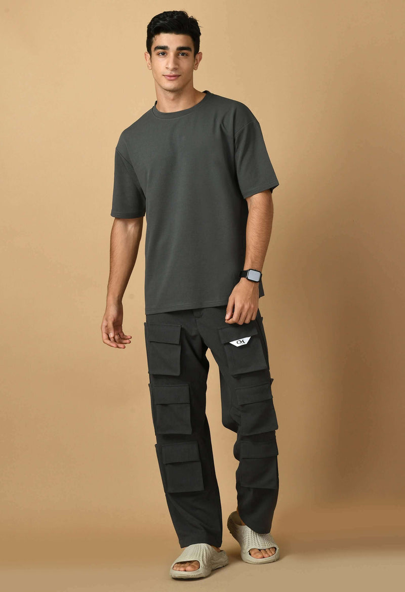 Grey T-shirt Co-ord Set By Offmint