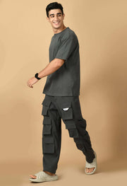 Grey T-shirt Co-ord Set By Offmint