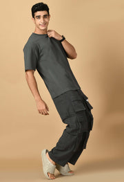 Grey T-shirt Co-ord Set By Offmint