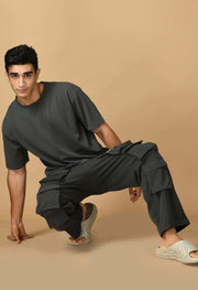 Grey T-shirt Co-ord Set By Offmint