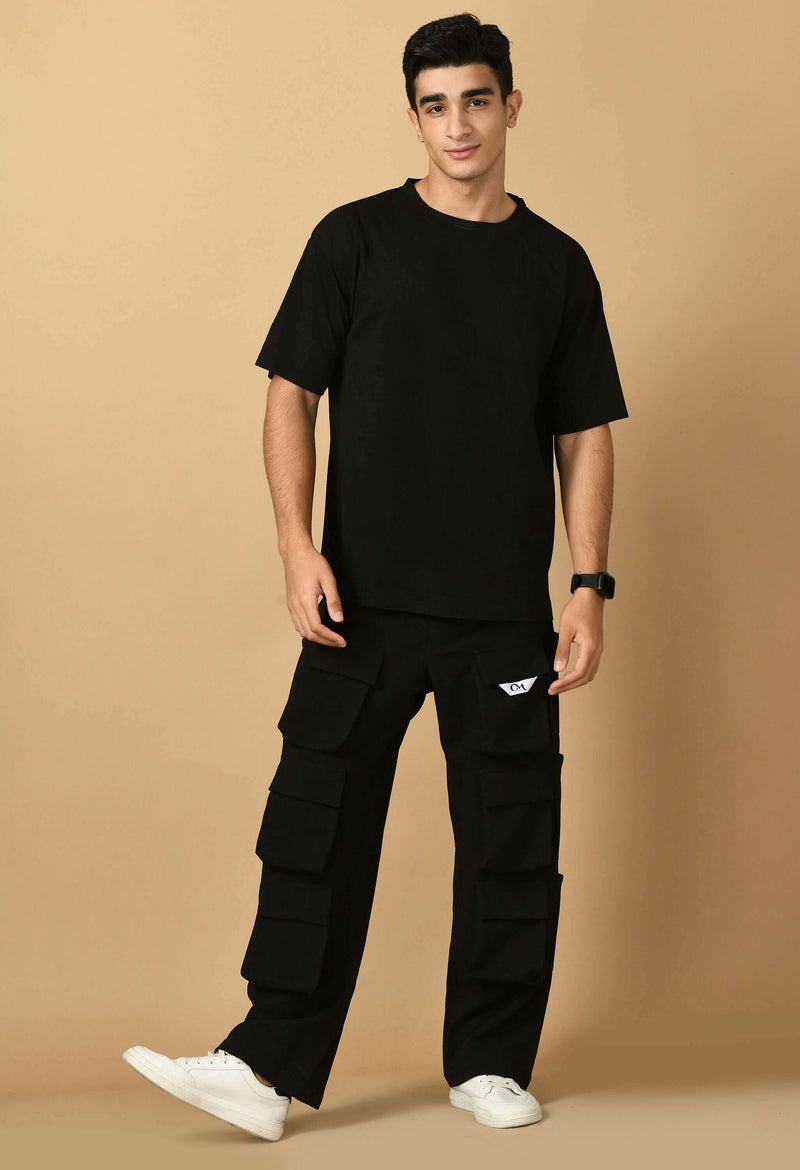 Black T-shirt Co-ord Set By Offmint