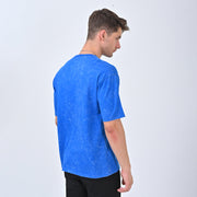 Electric Blue Acid-Wash Oversized T-shirt