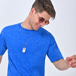 Electric Blue Acid-Wash Oversized T-shirt